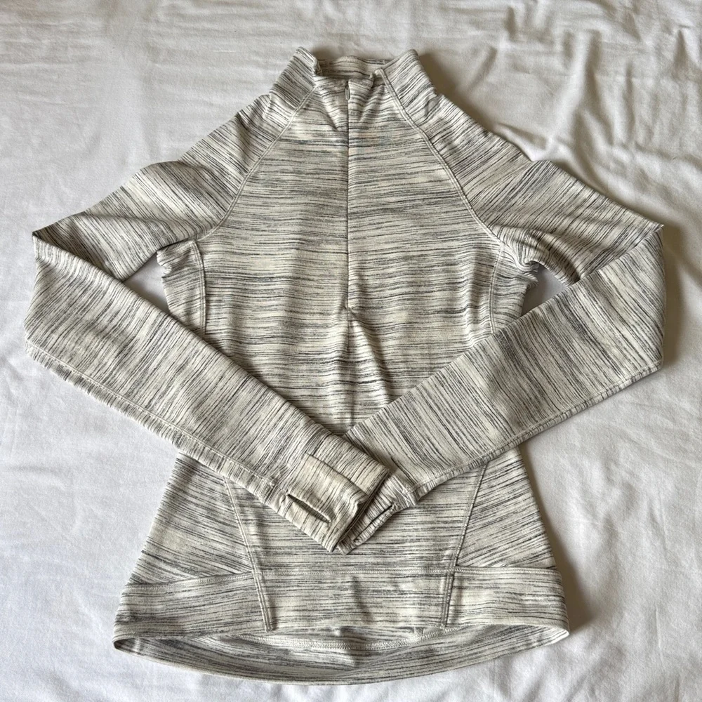 Lululemon Outrun the Elements 1/2 Zip Space Dye Camo White Silver Spoon✨